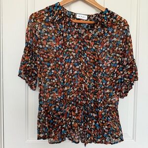 Wray Sheer Floral Collard Shirt M
